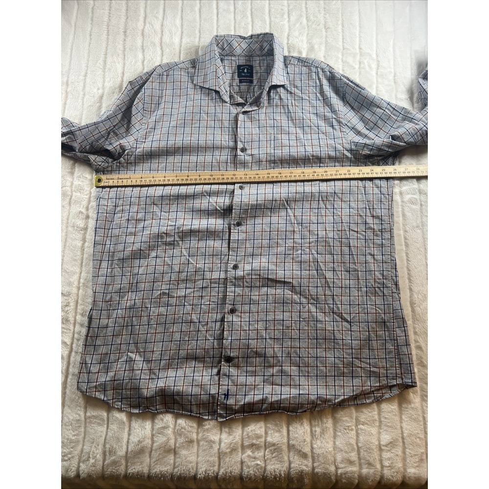 Johnnie-O Top Shelf Button Up Shirt Gray Men's XL Window Pane - Picture 6 of 9